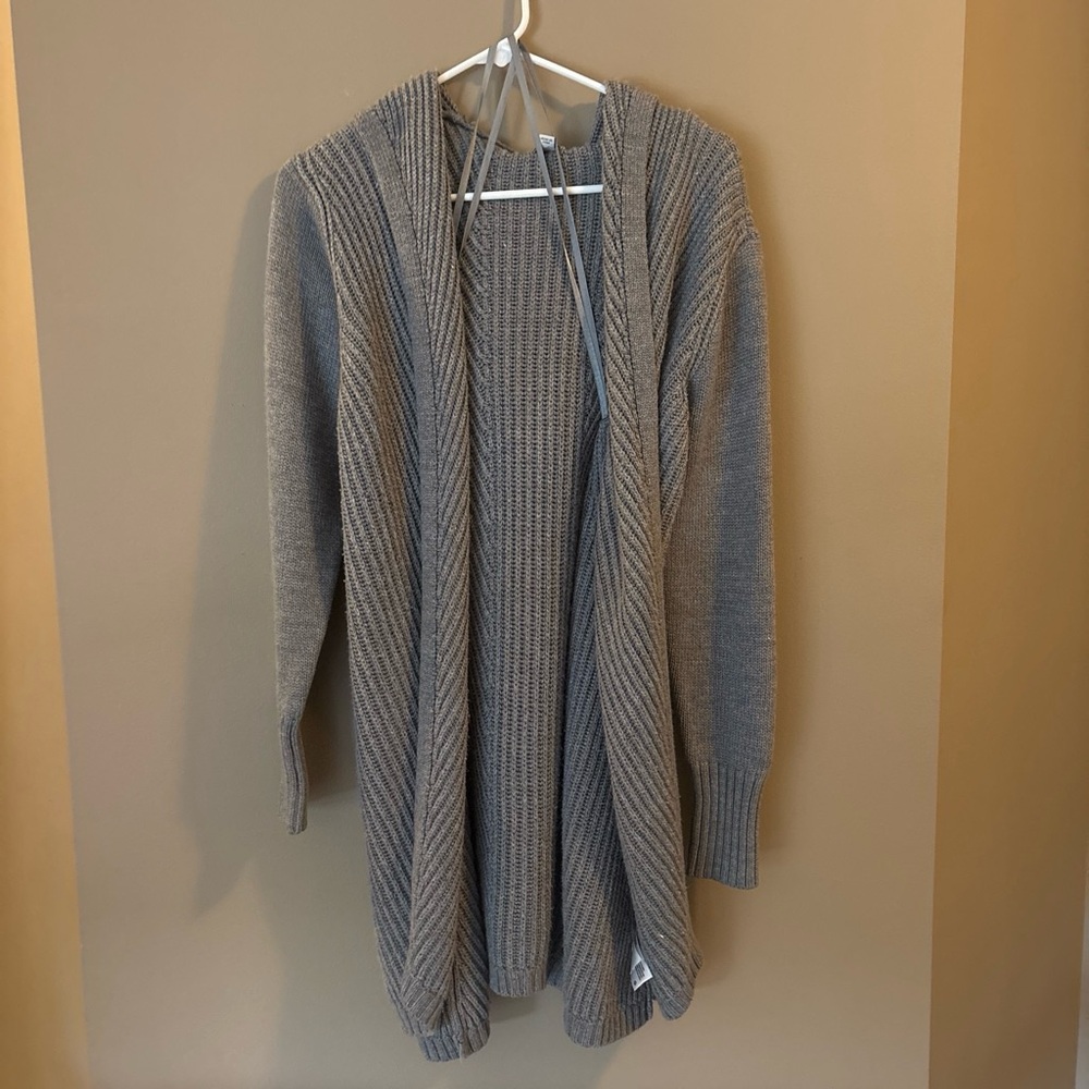 a new day Gray Open-Front Hooded Sweater Cardigan